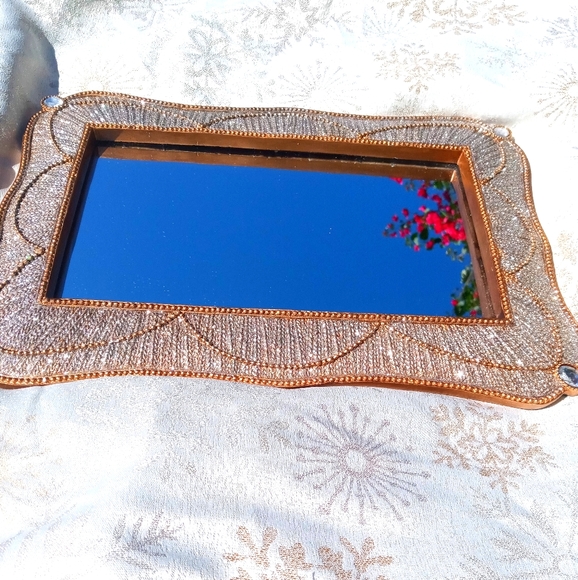 Bath Beautiful Gold And Bling Mirrored Vanity Tray Set Poshmark